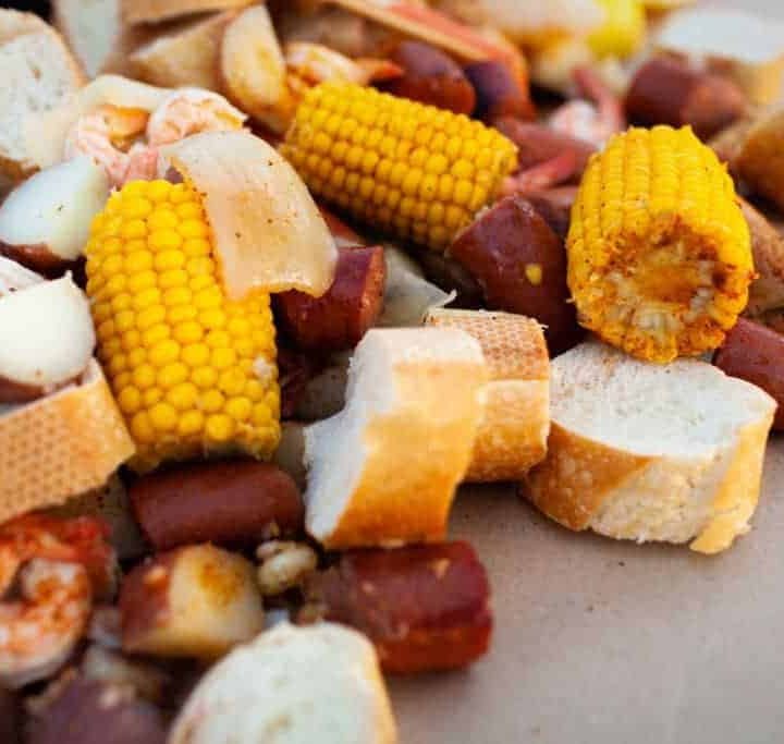 Low Country Boil Prepared and On Table