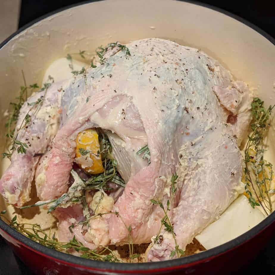 Dutch Oven Roasted Chicken uncooked