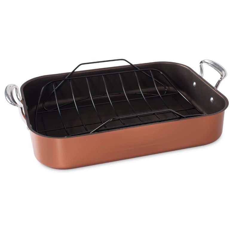 Deep roasting pan with rack