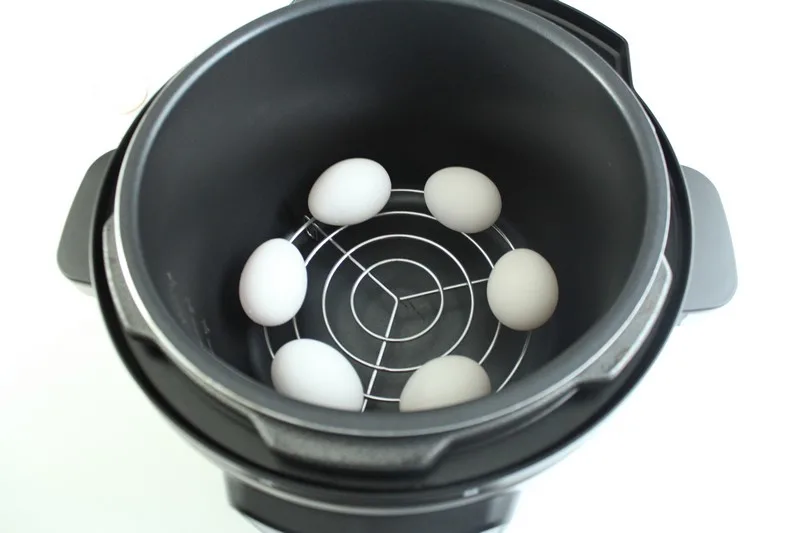 Eggs inside pressure cooker