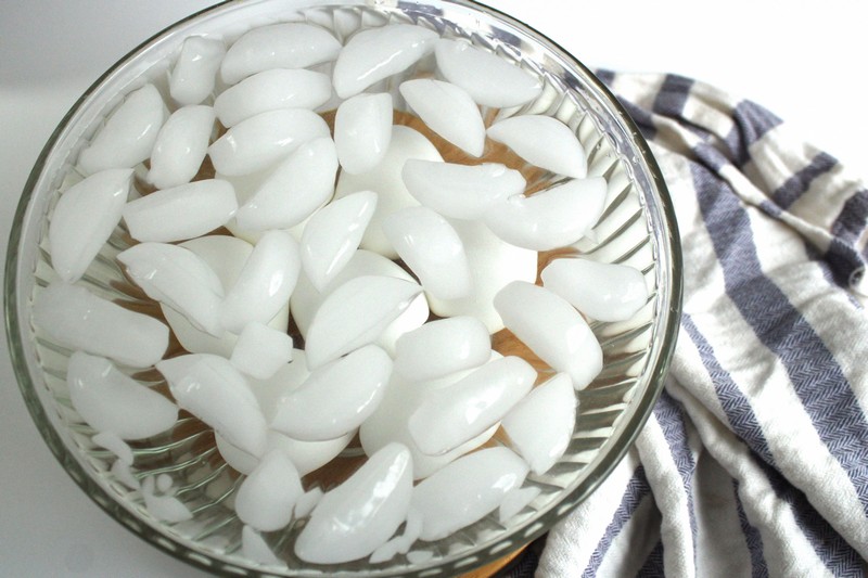 Eggs in ice bath