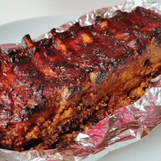 slab of cooked pork ribs