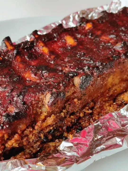 slab of cooked pork ribs