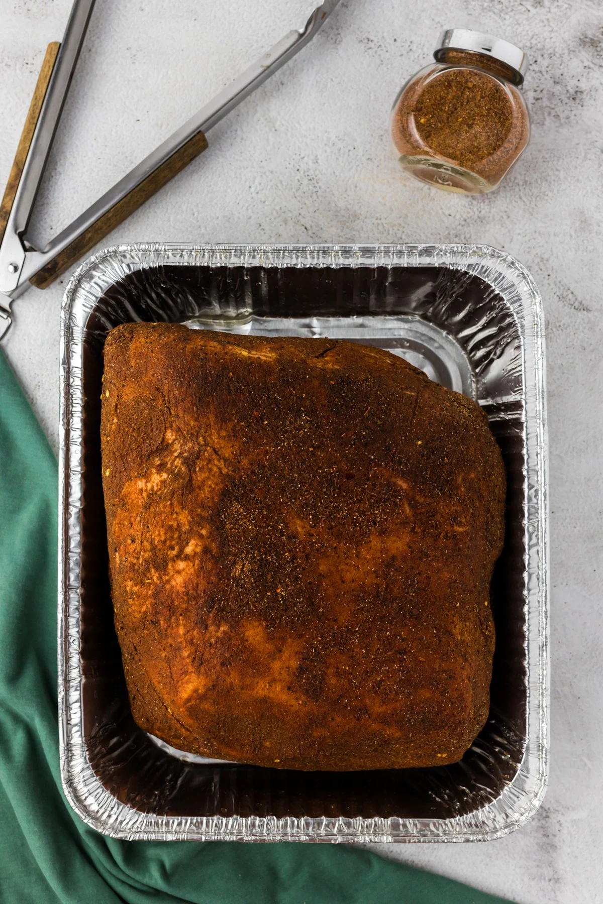 Pork Shoulder Seasoned in Roasting Pan