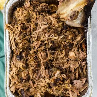 Shredded Pork Shoulder in Roasting Pan