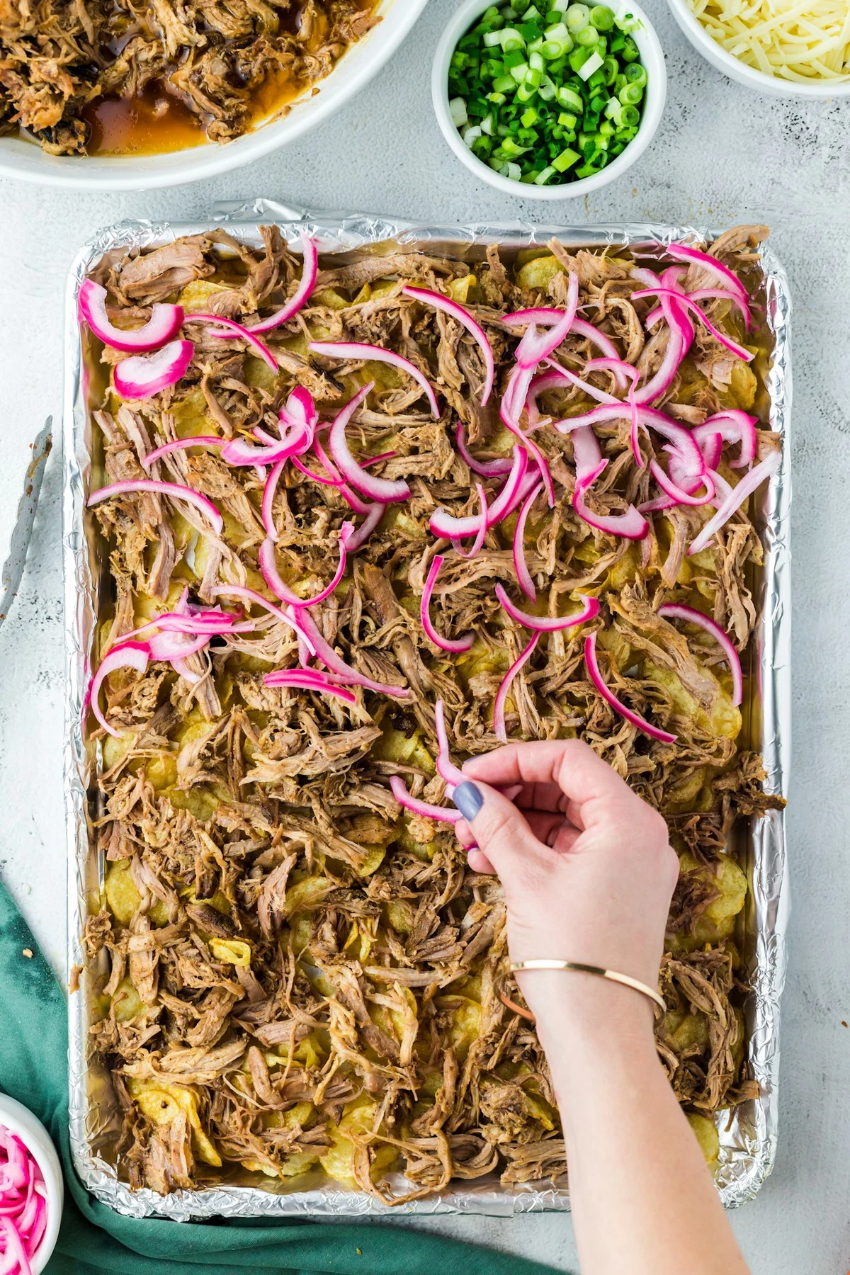 adding pickled onion to nachos