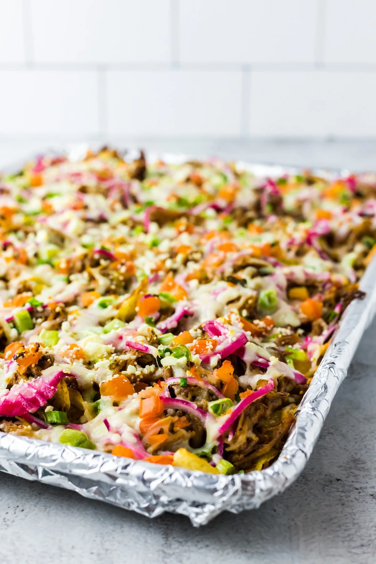 nacho platter on sheet pan