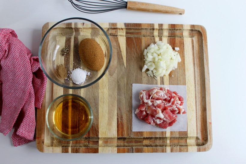 Overhead shot of salad dressing ingredients