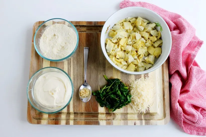 Ingredients for Baked Spinach and Artichoke Dip