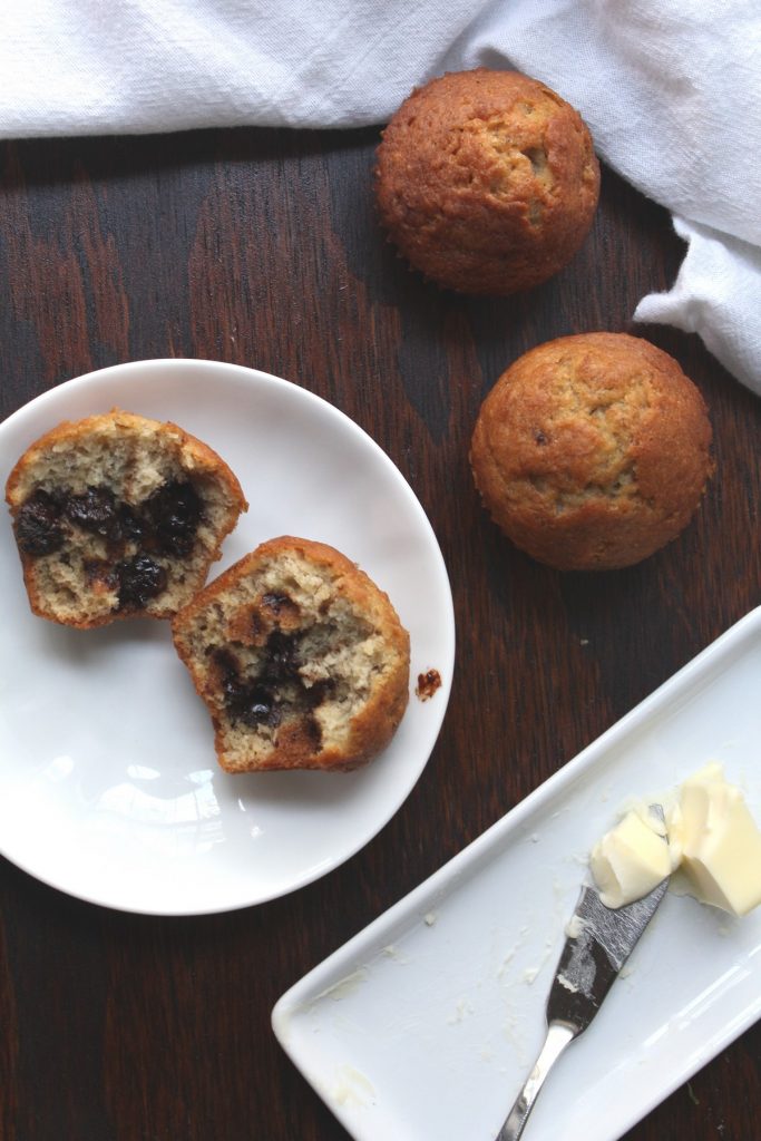 banana bread muffins with butter