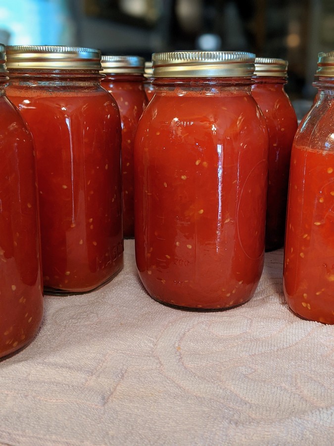Jar of canned tomatoes