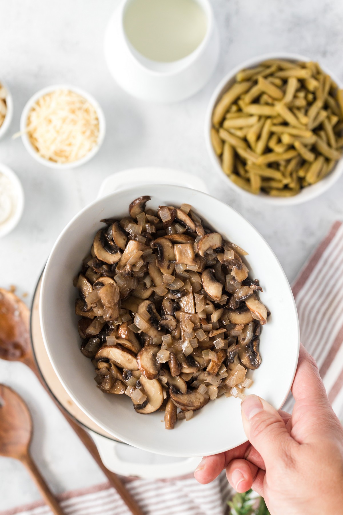 bowl of chopped mushrooms