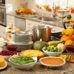 Image of Kitchen with Thanksgiving food dishes