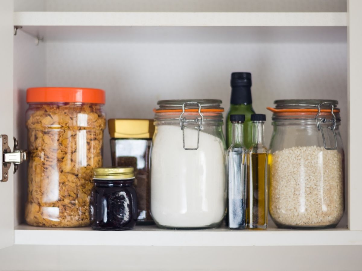Pantry with jars of pantry items