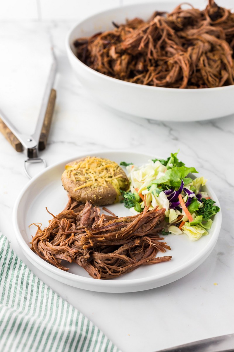 plate of brisket with sides