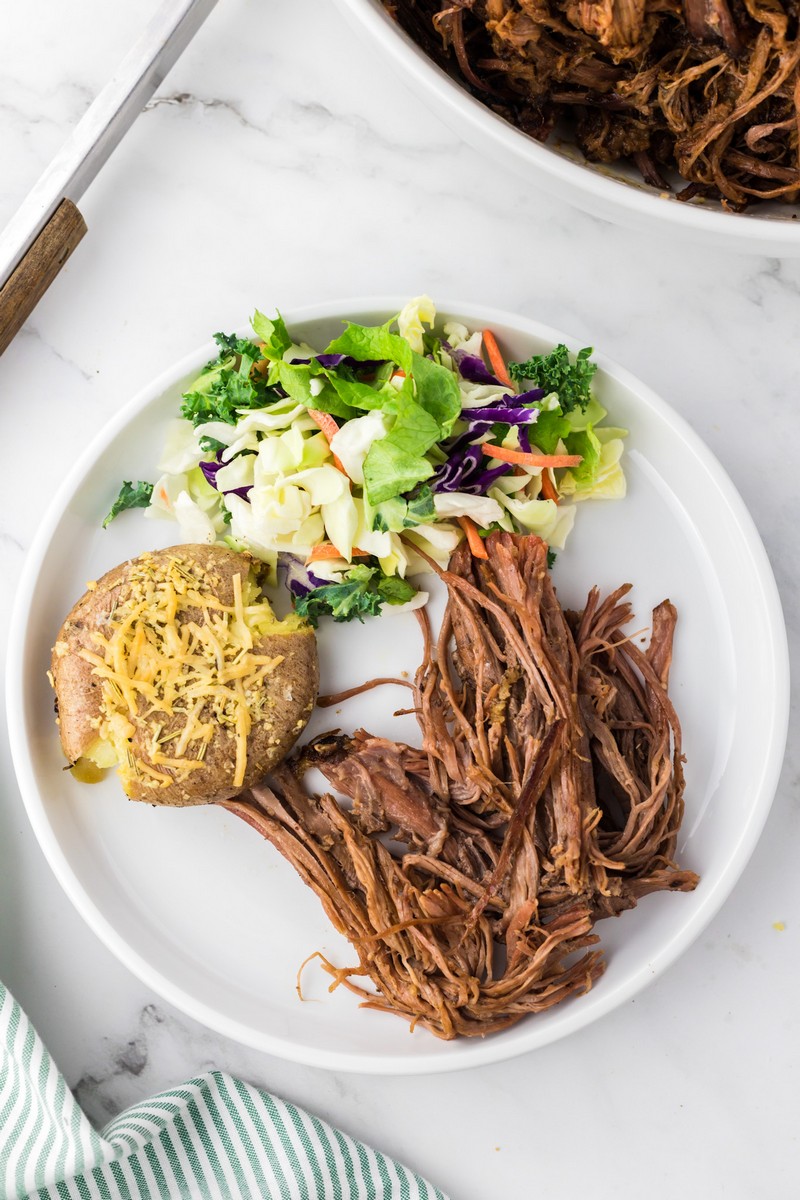 brisket with potato and salad