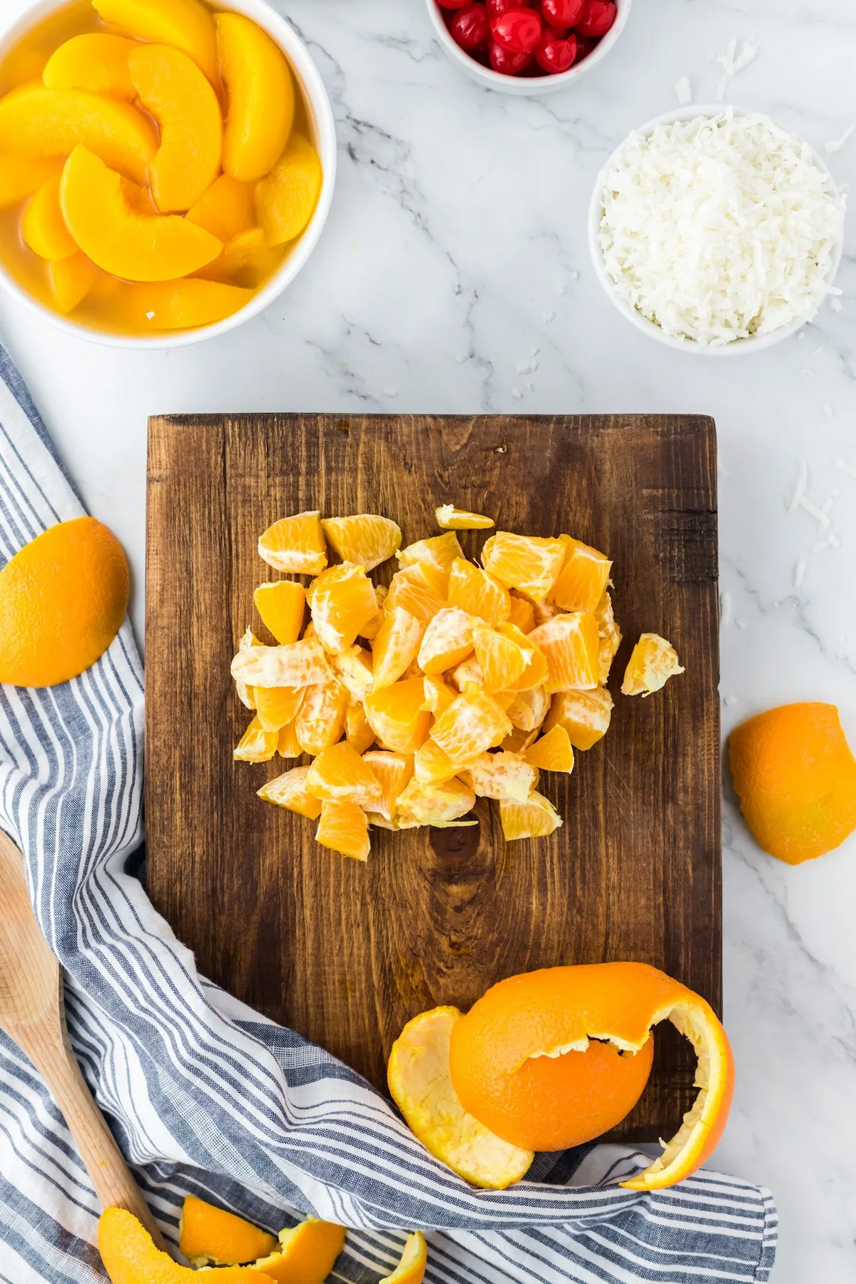 segmented oranges for ambrosia fruit salad