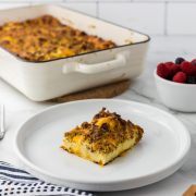 breakfast casserole serving on plate