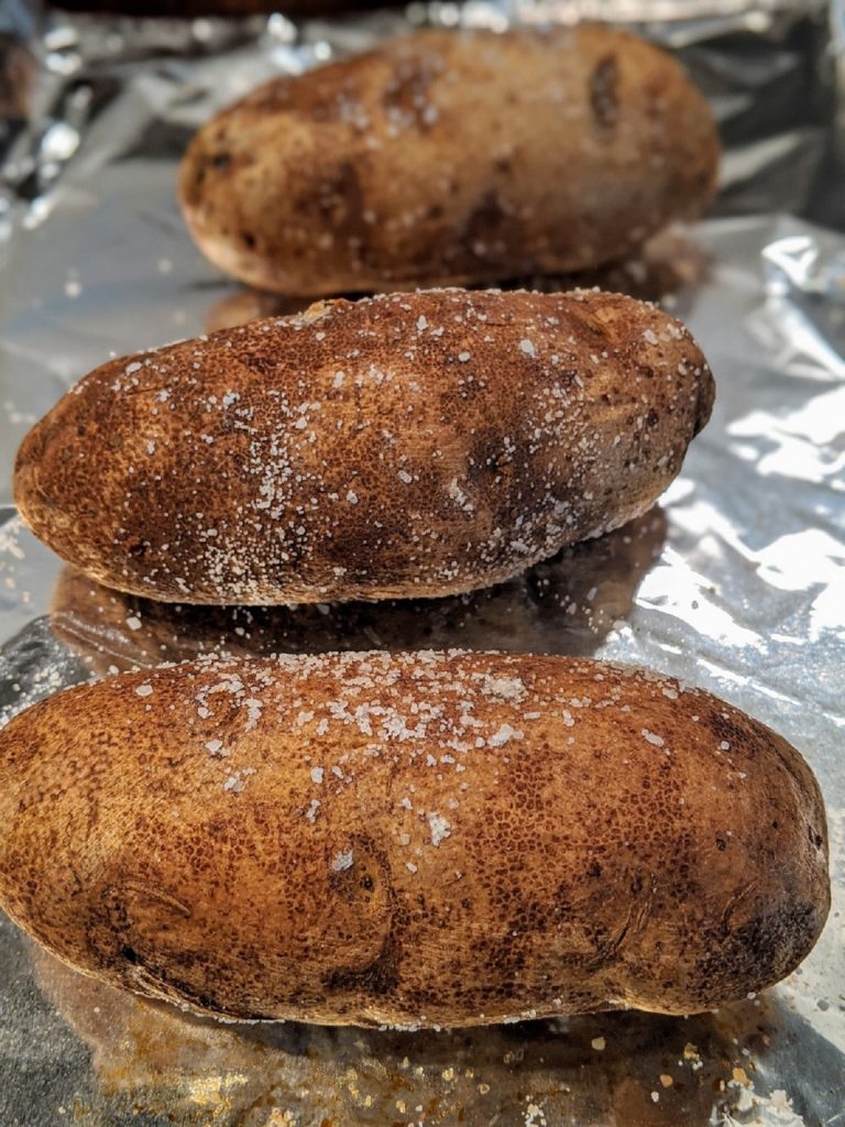 baked potato on sheet pan