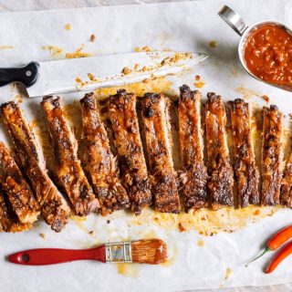 bbq ribs with basting brush