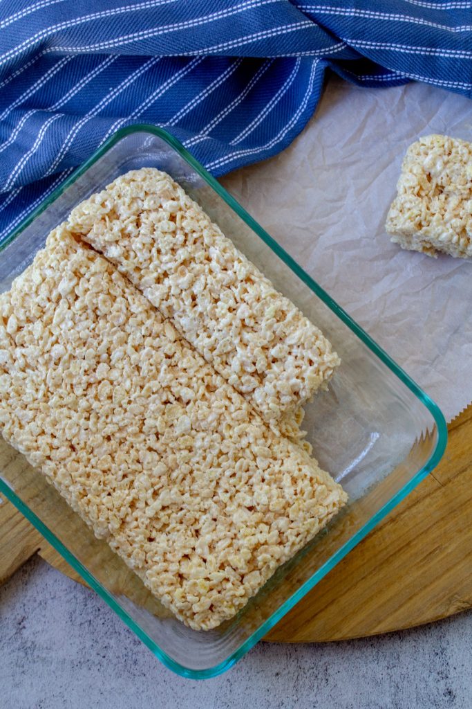 overhead shot of cut out rice krispie treats