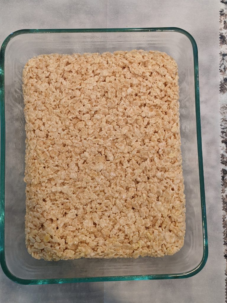 rice krispie treats block in square dish