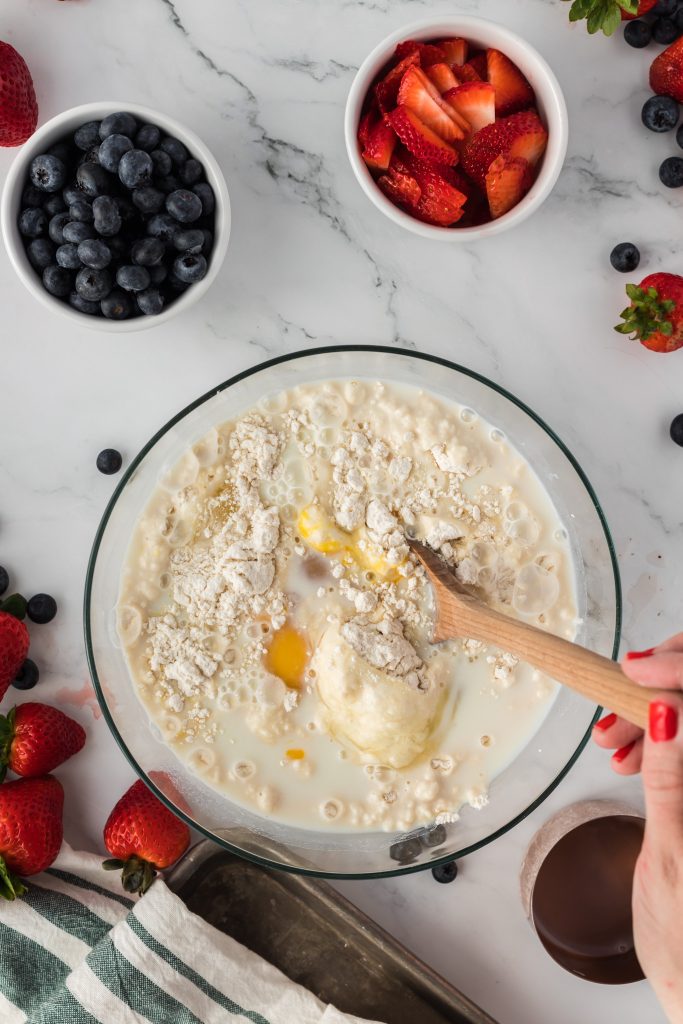 mixing pancake batter ingredients