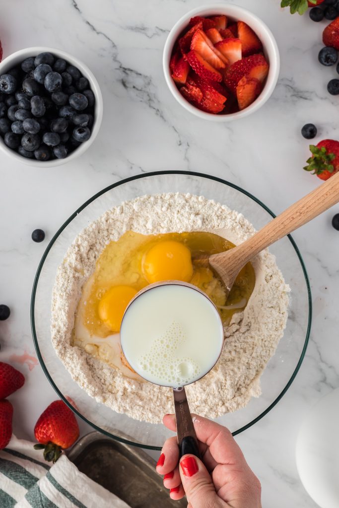 pancake batter ingredients in bowl