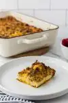 breakfast casserole serving on plate