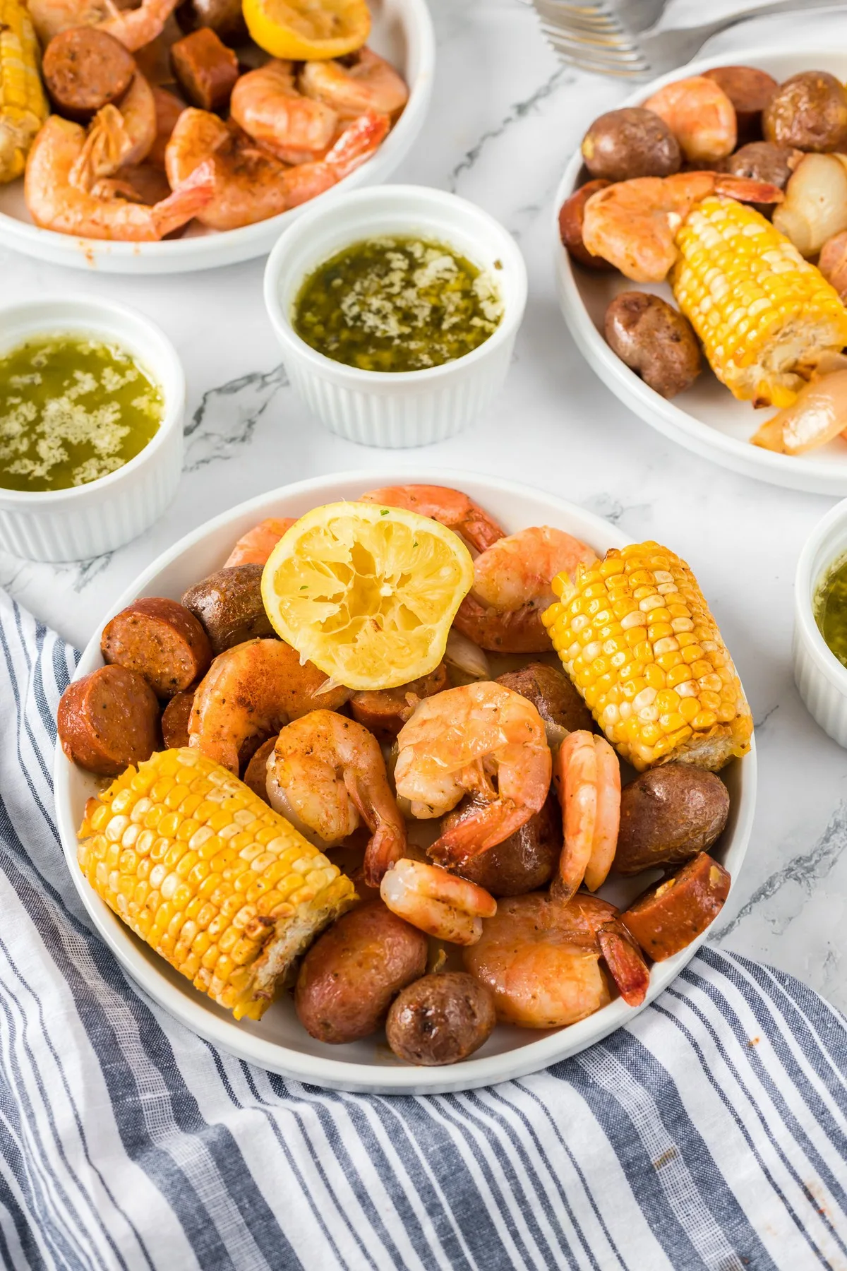 shrimp boil ingredients in bowl