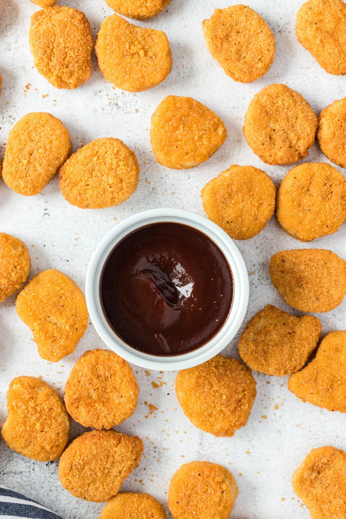 chicken nuggets and ramekin of bbq sauce