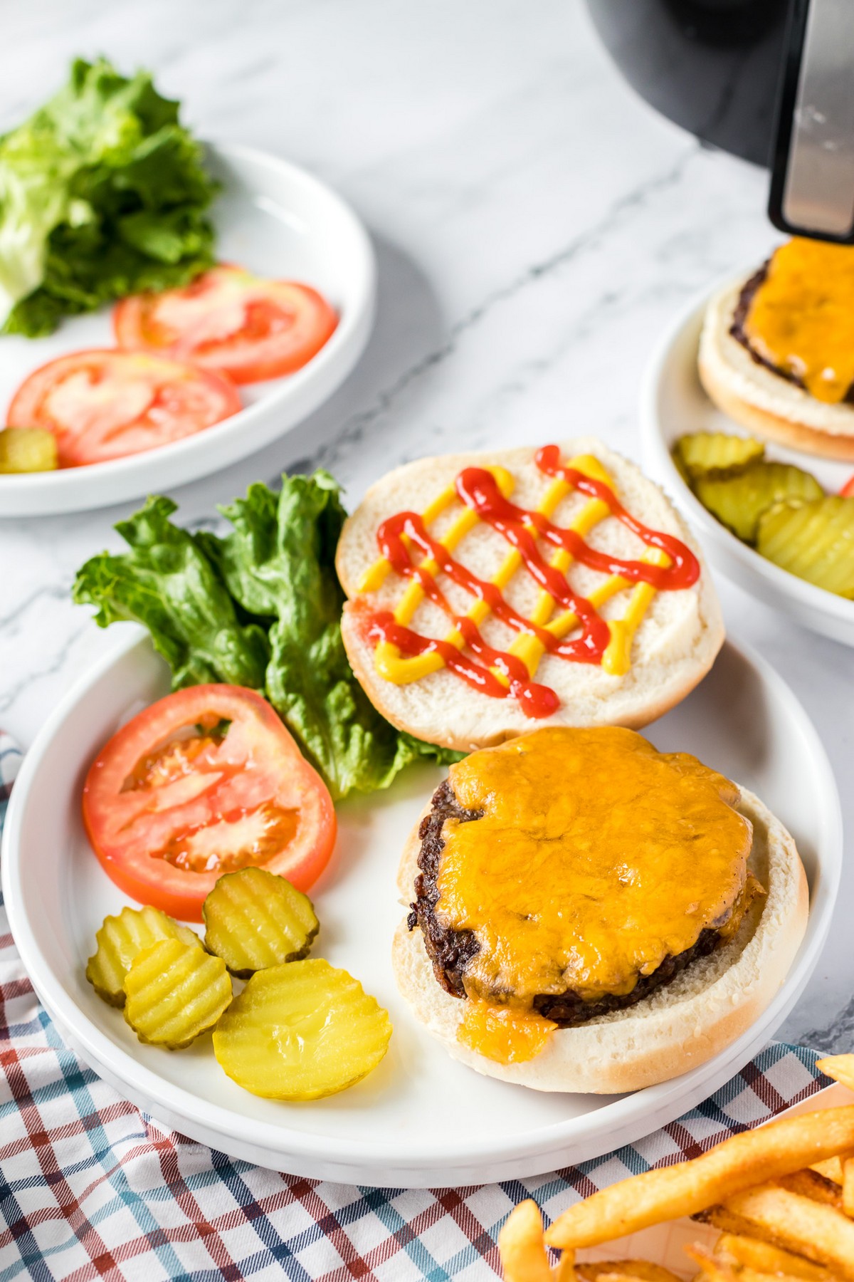 plates of hamburgers