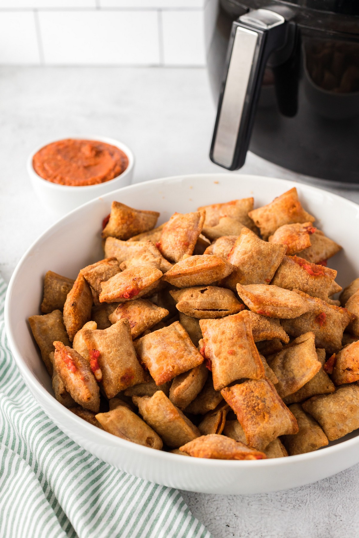 big bowl of pizza rolls