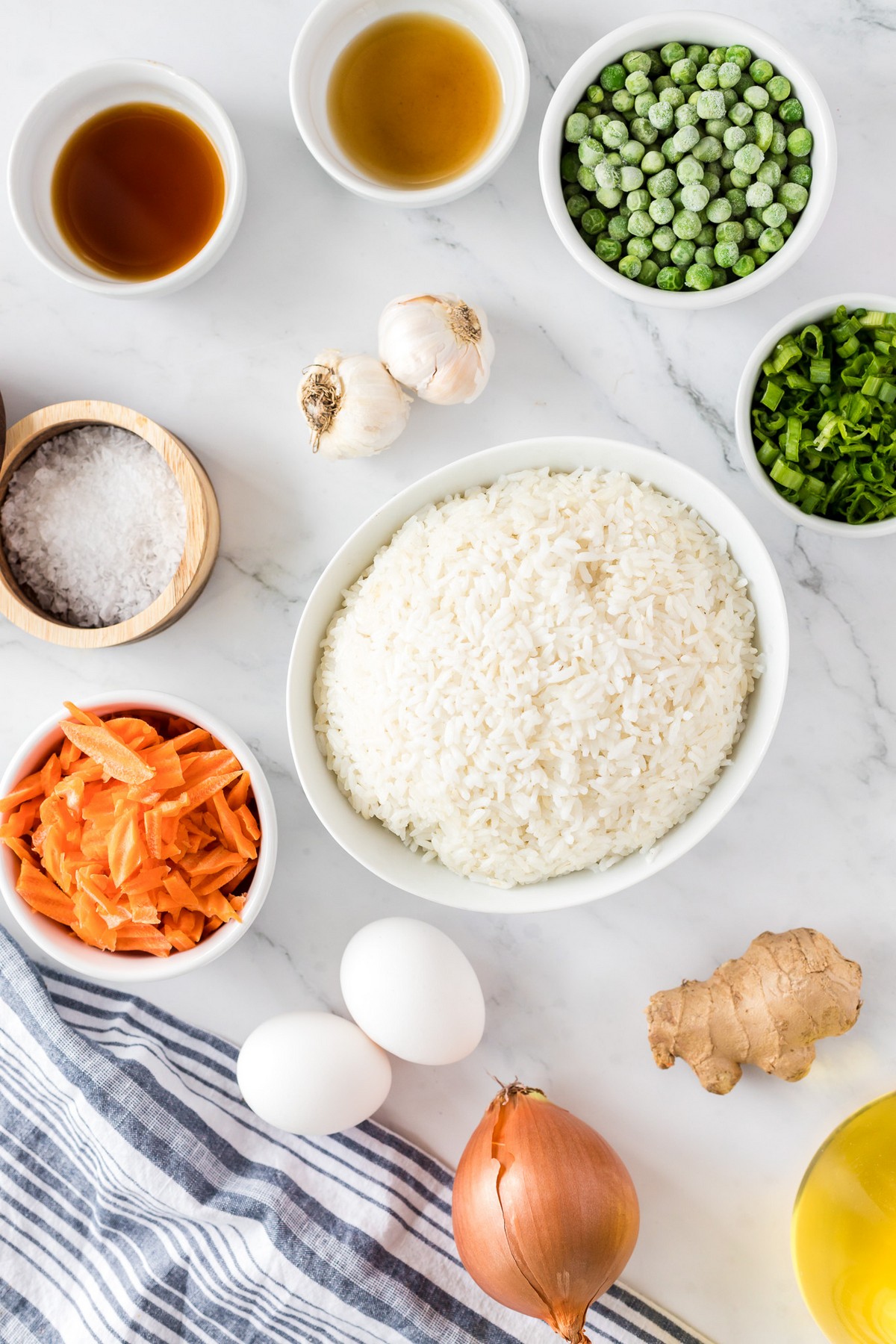 ingredients for vegetable fried rice