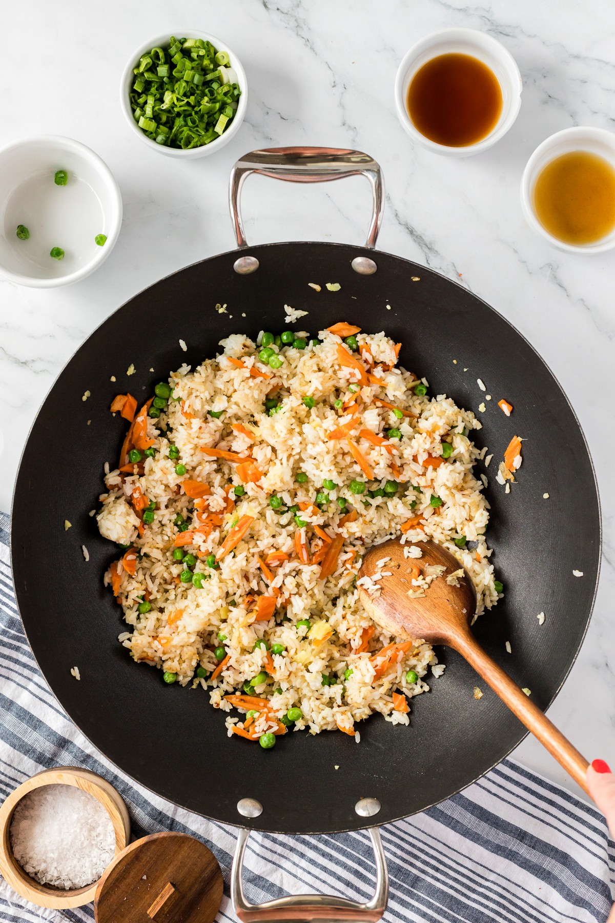 rice and vegetable ingredients for fried rice