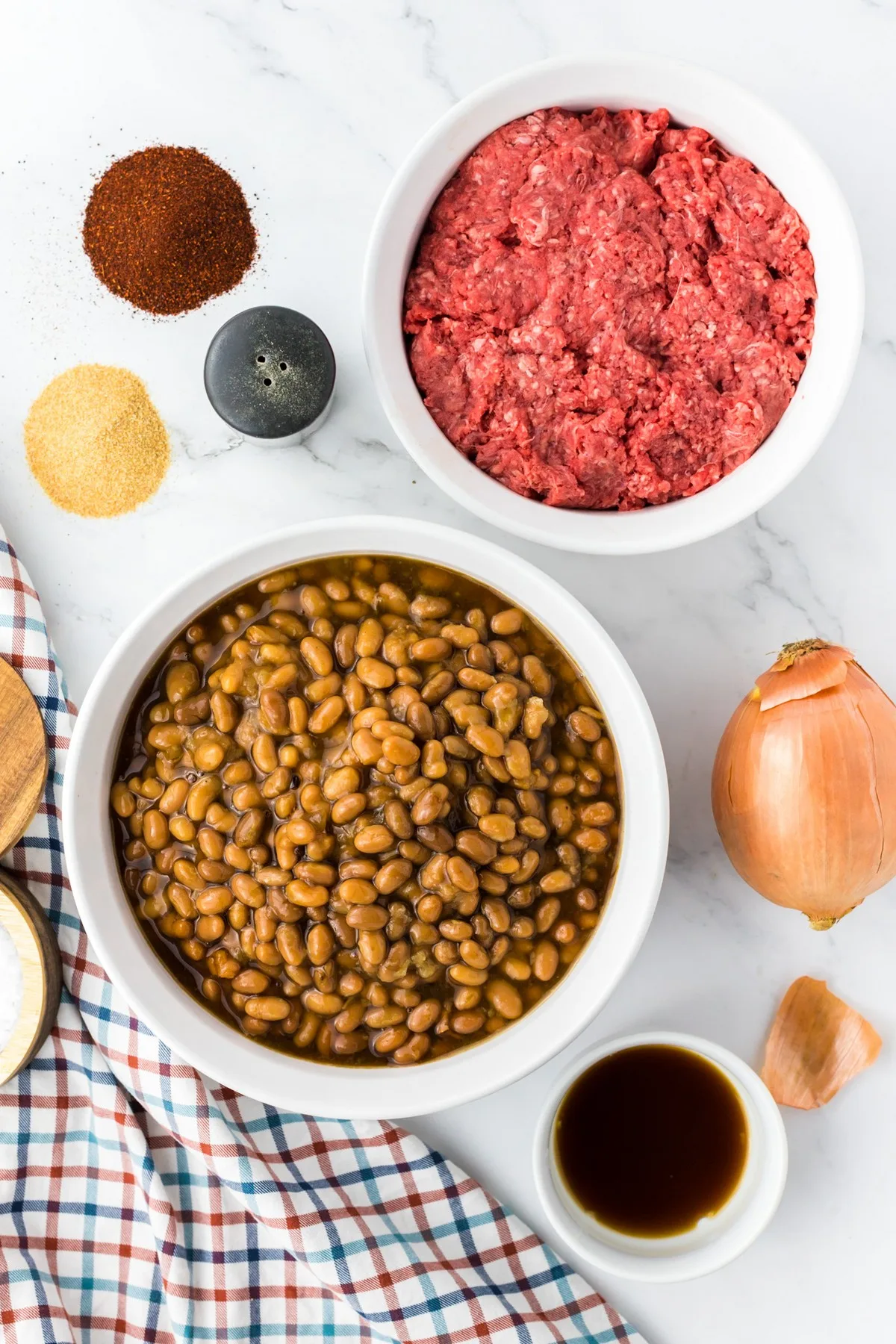ingredients for baked beans with ground beef