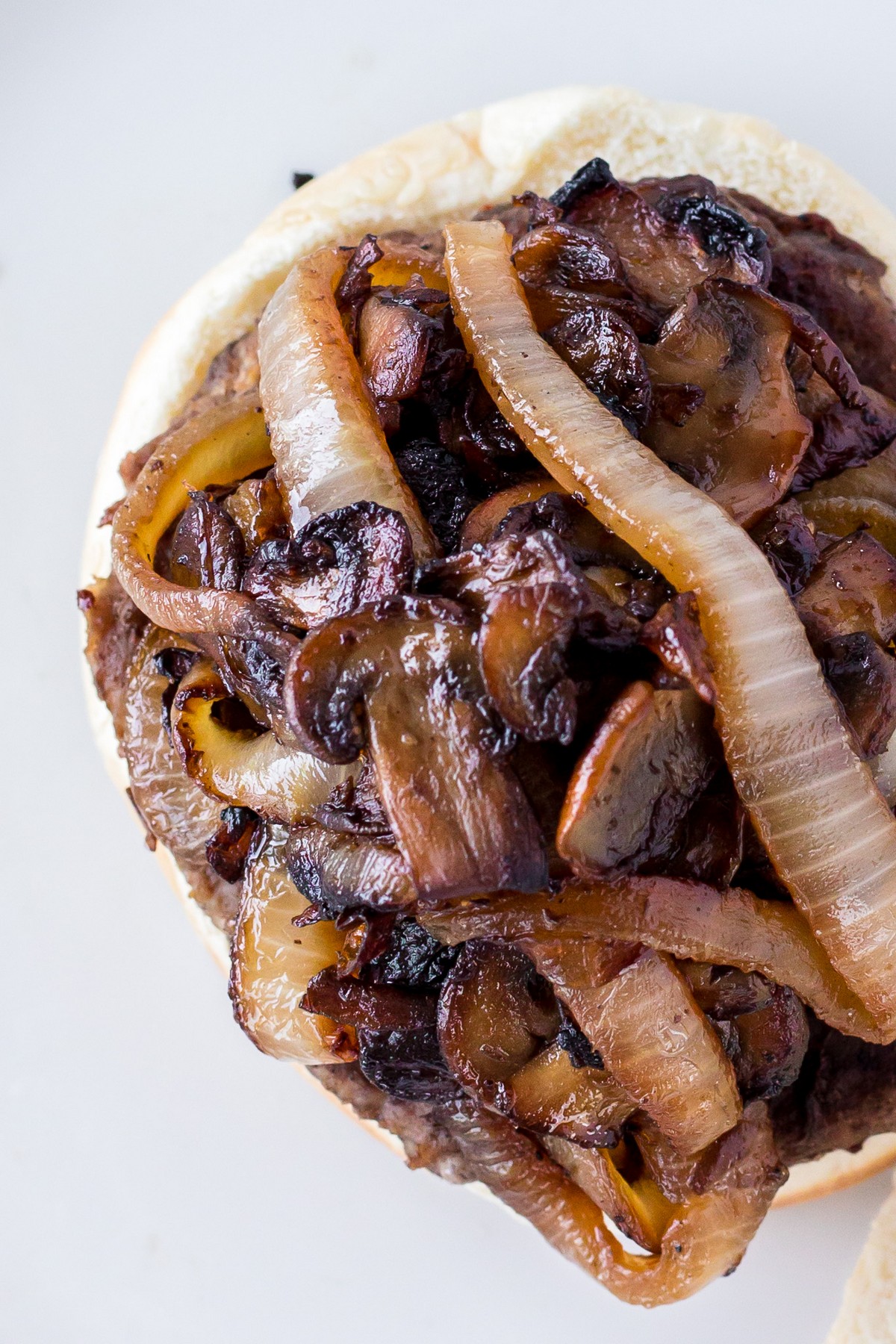 caramelized onions and mushrooms as a topping