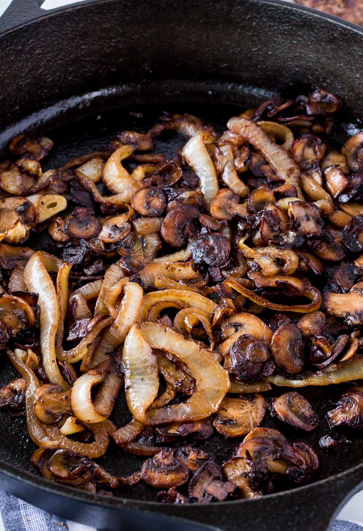 caramelizing onions and mushrooms