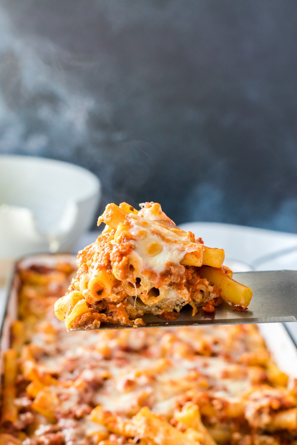 baked ziti serving portion