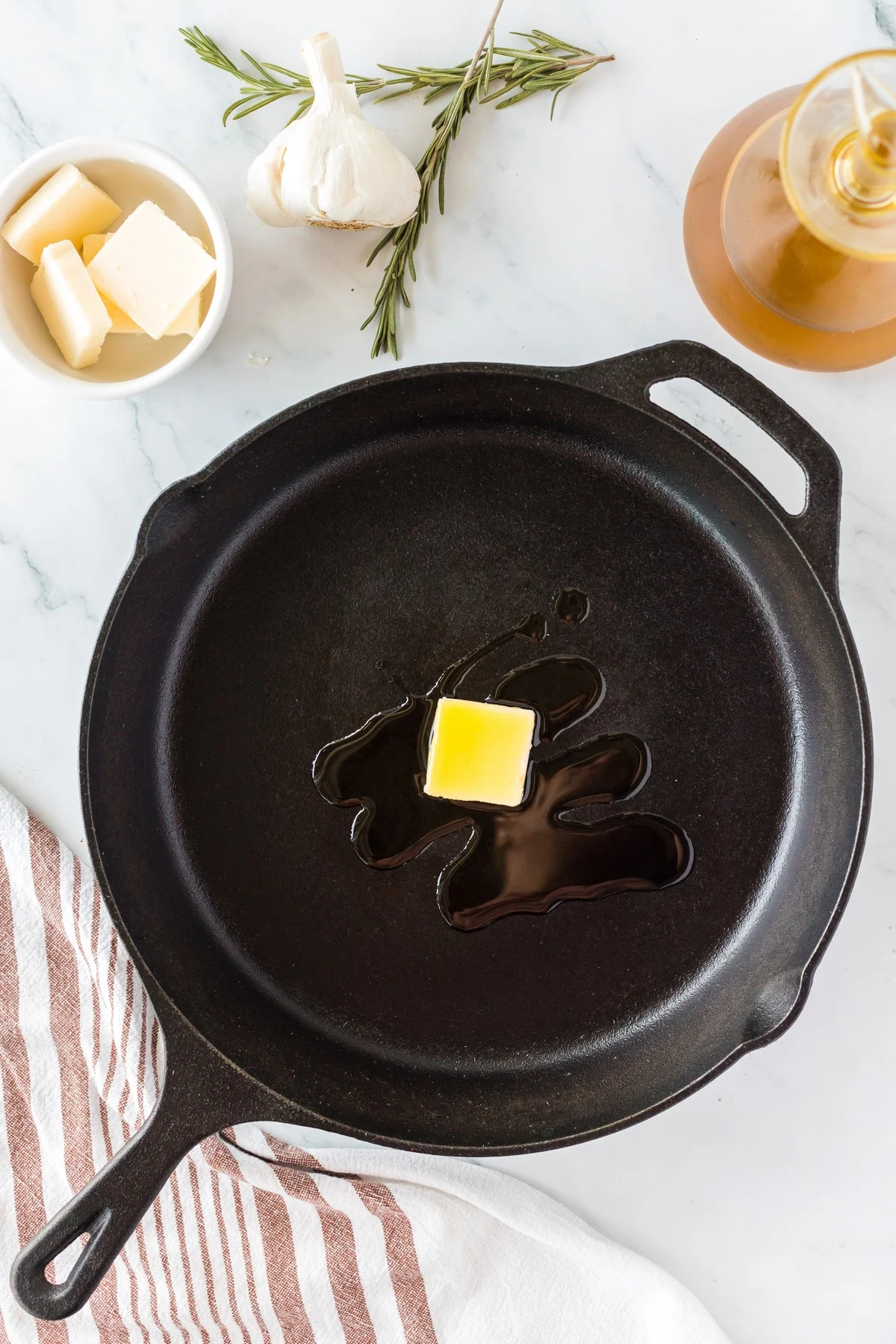 melting butter in cast iron skillet