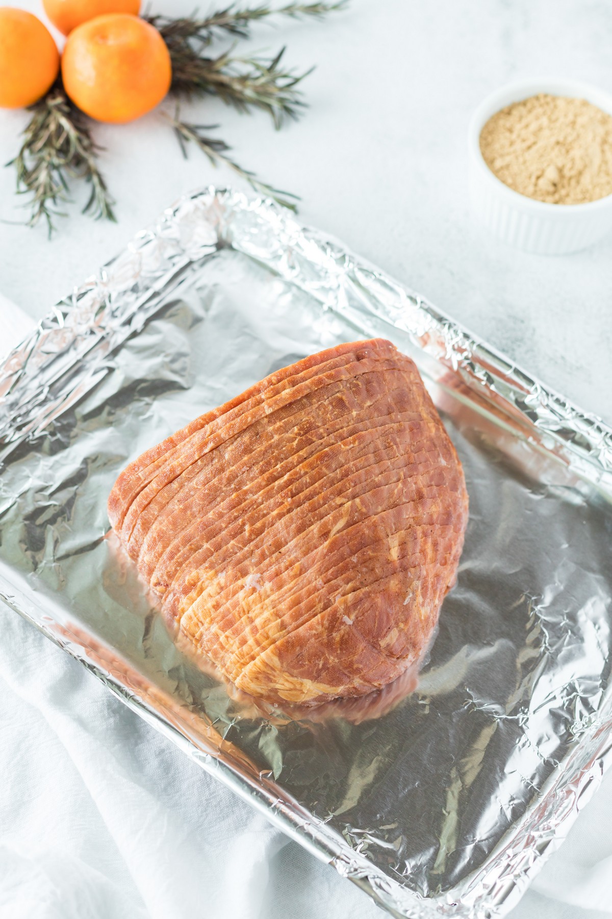 ham on roasting pan