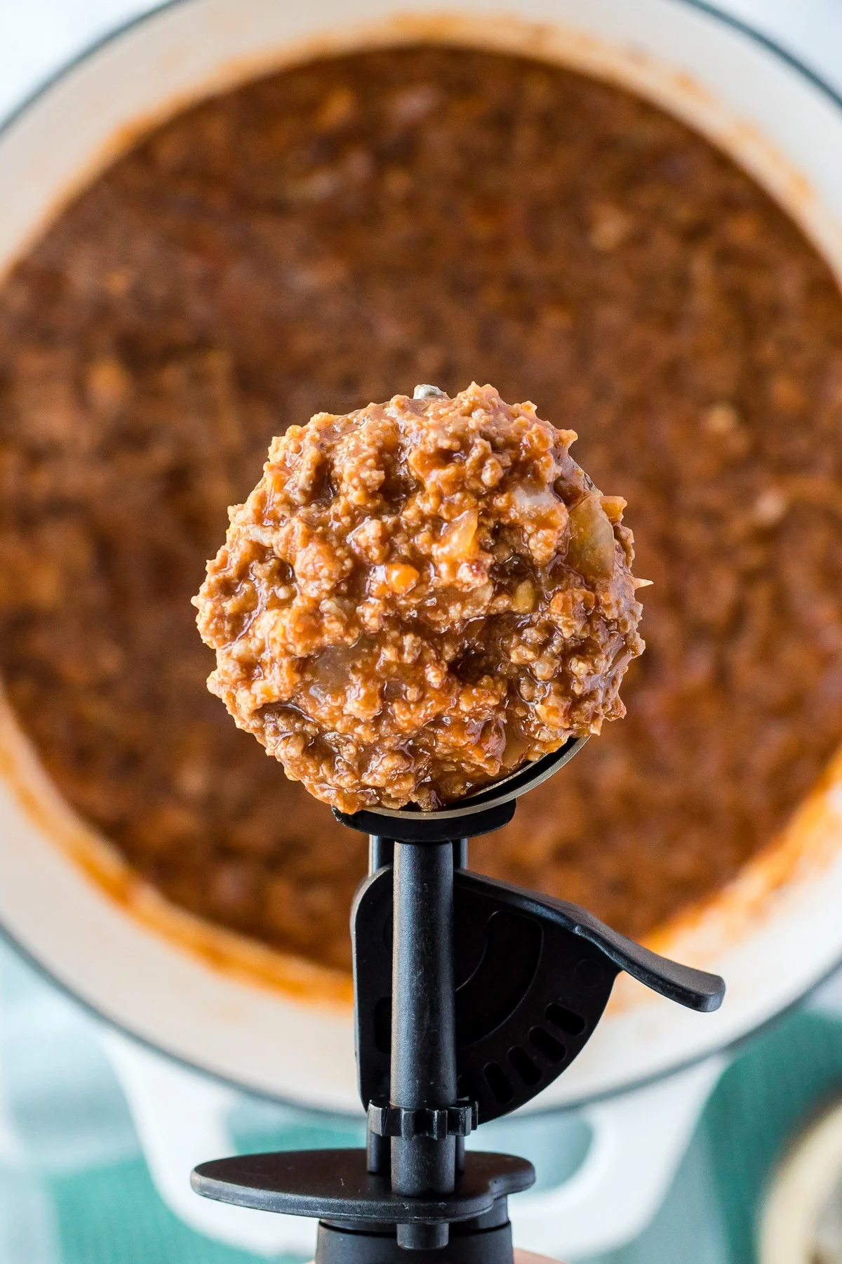 scoop of sloppy joe meat sauce