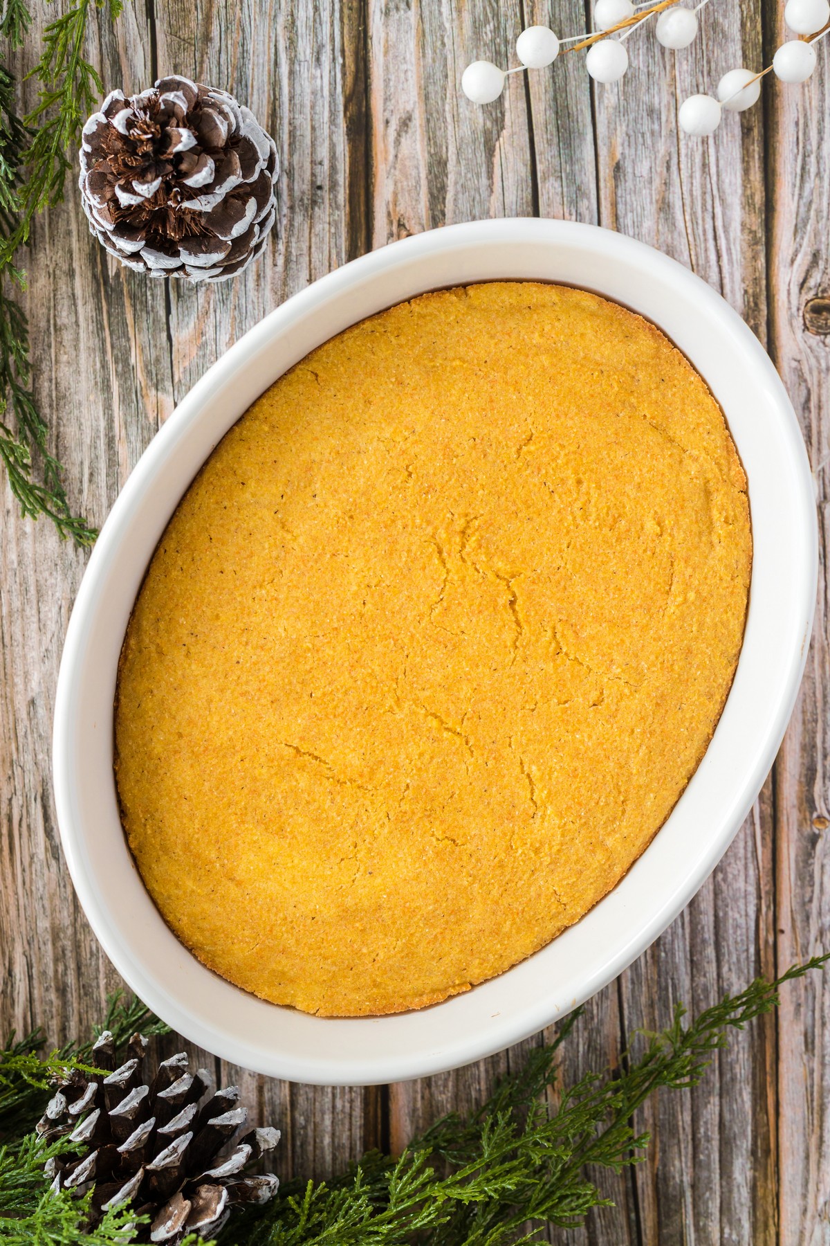 cornbread prepared in oval dish