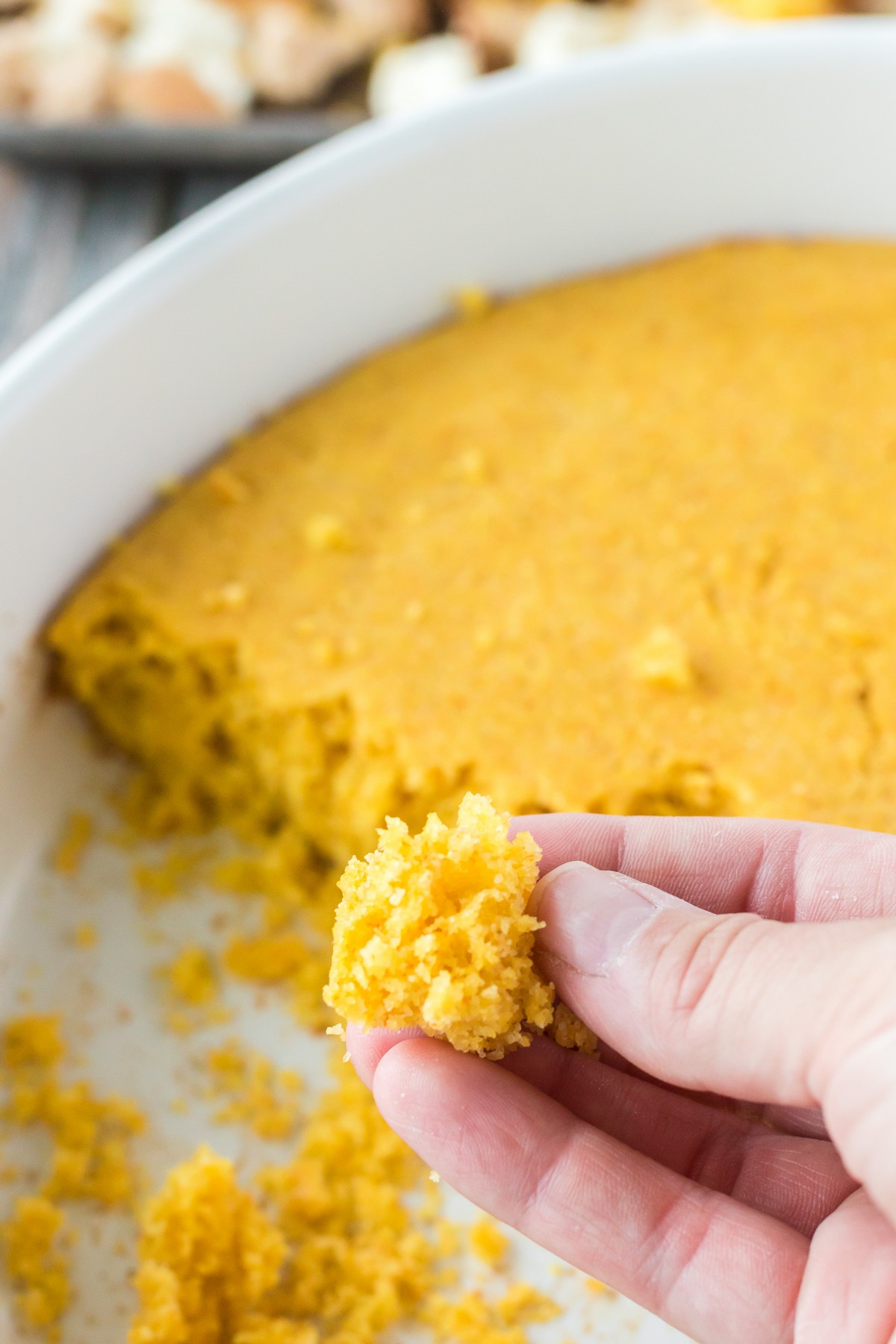 crumbling cornbread mixture