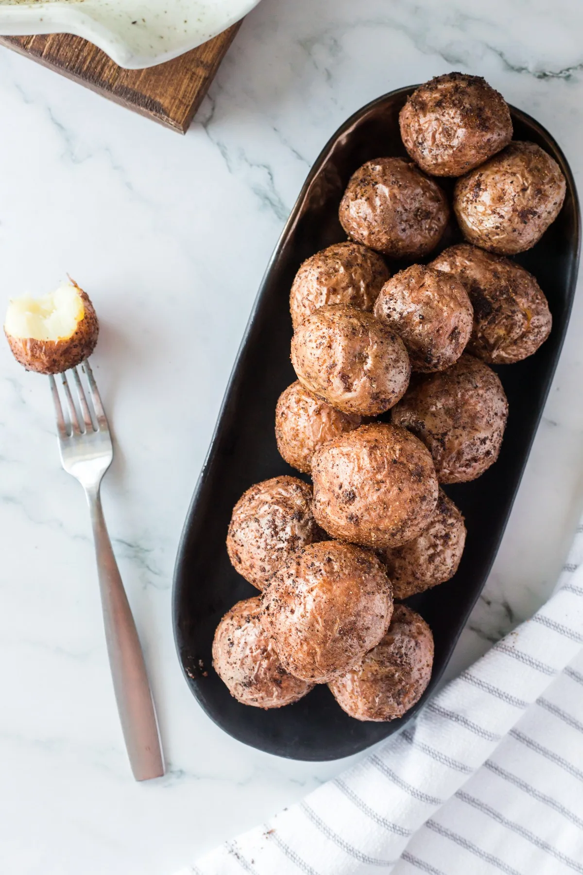 eating roasted potatoes in the air fryer