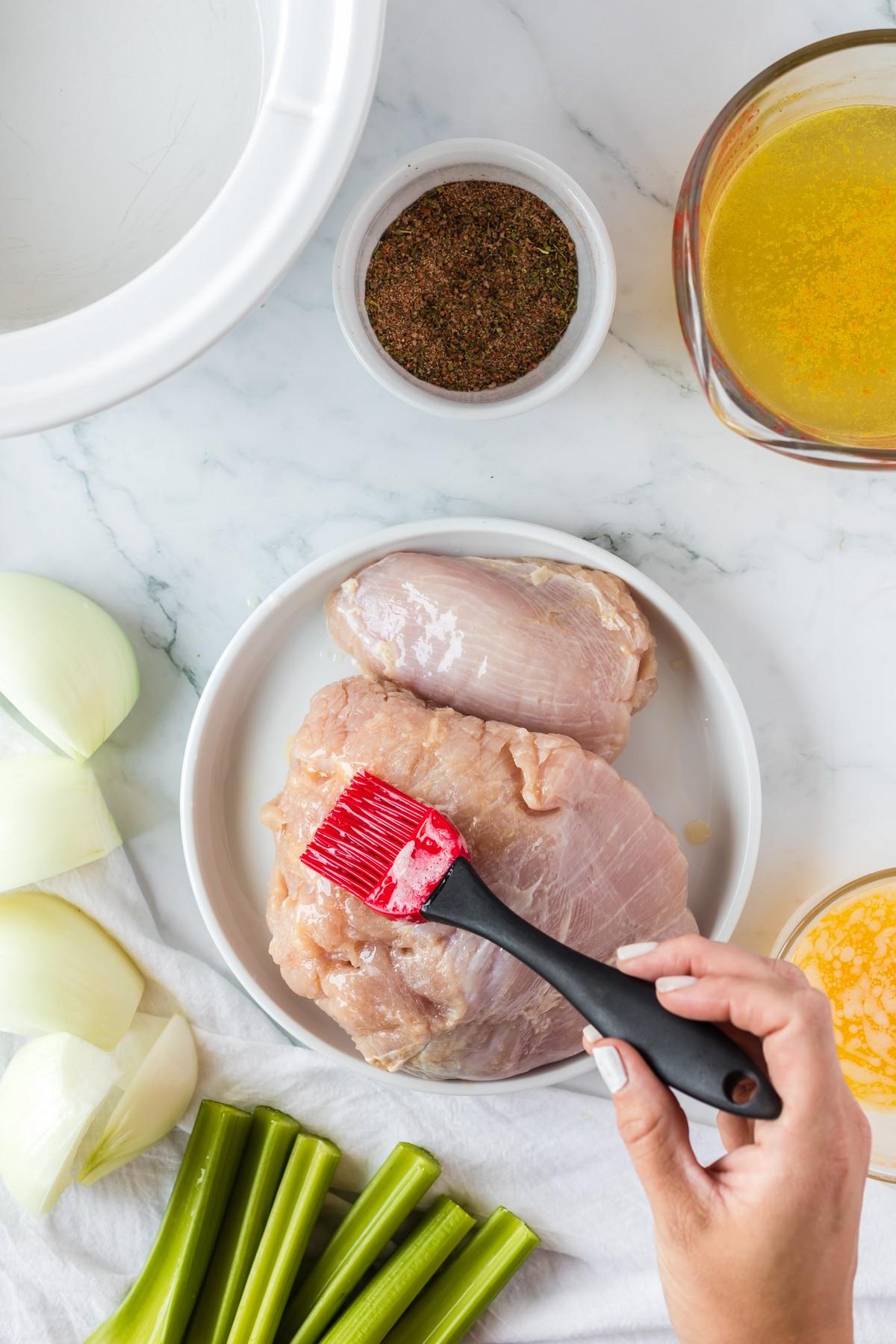 basting turkey breast with melted butter