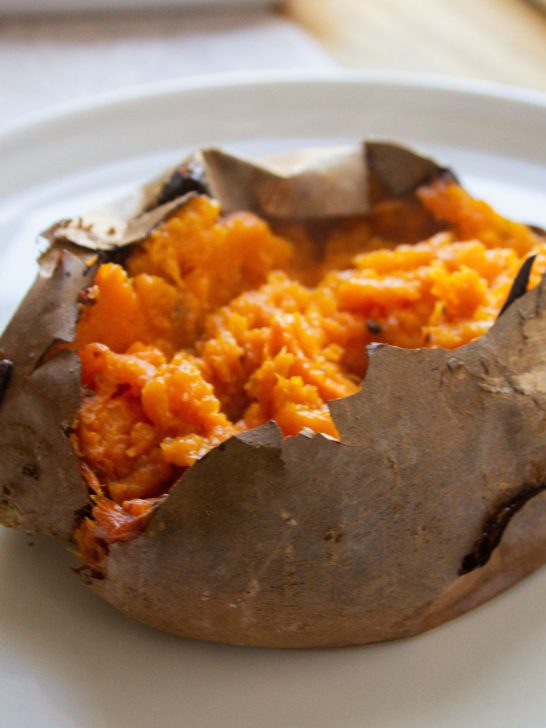 cooked air fryer sweet potato