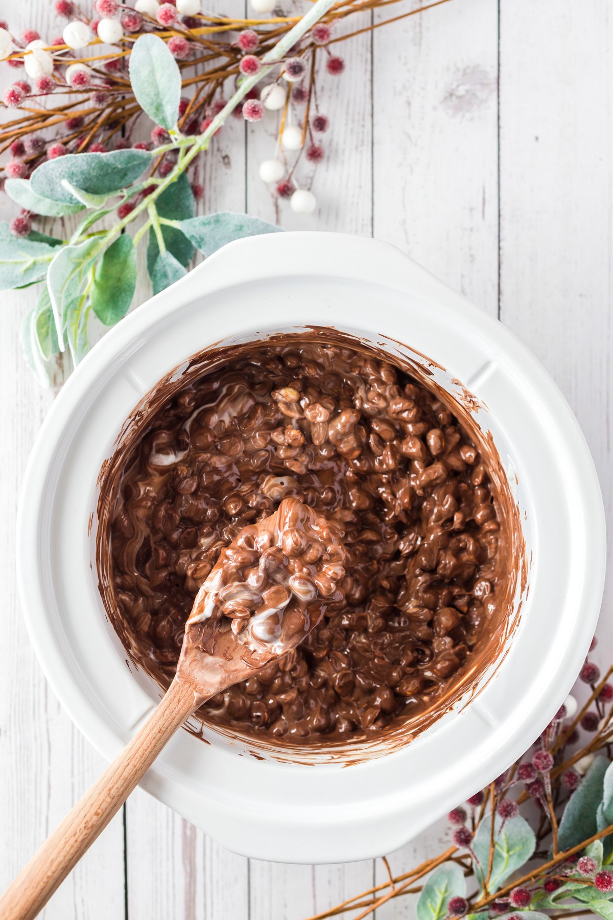 mixing ingredients for almond bark