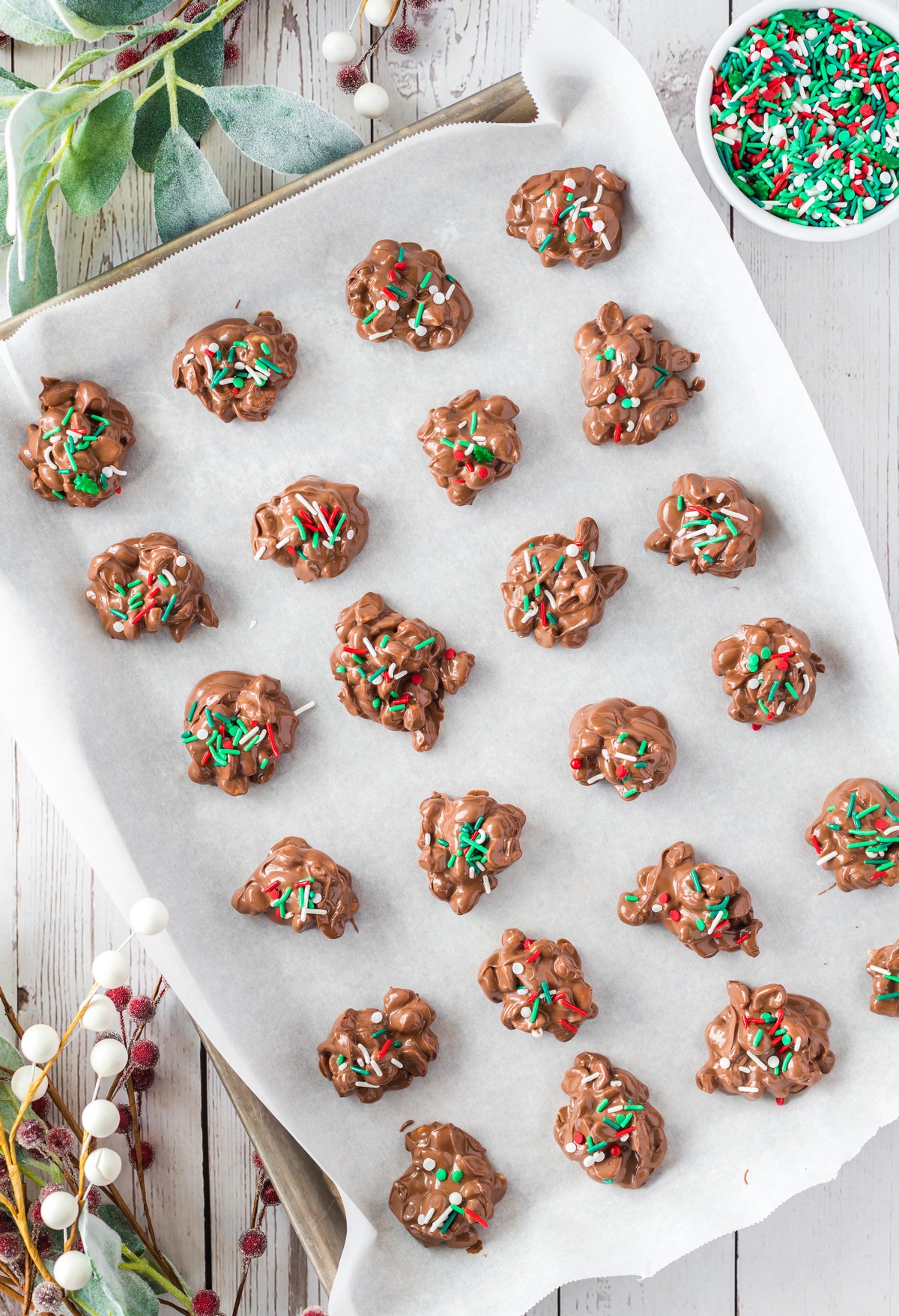 setting crockpot christmas crack on sheet pan