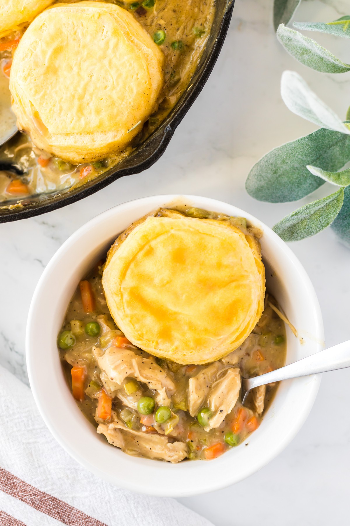 chicken pot pie in a bowl